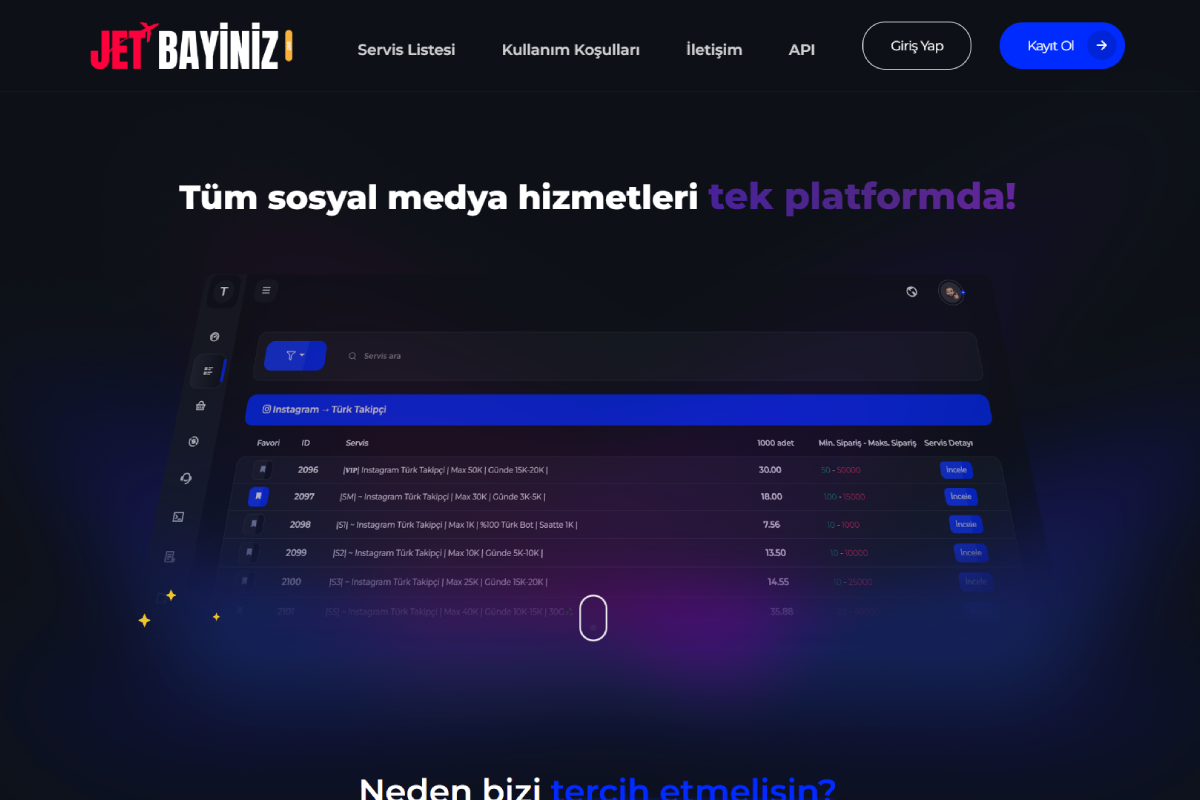 JetBayiniz.com – Profesyonel SMM Panel & Sosyal Medya Hizmetleri